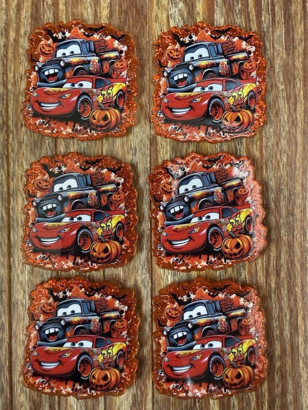 6 Pc Lightning McQueen Acrylic Flatbacks